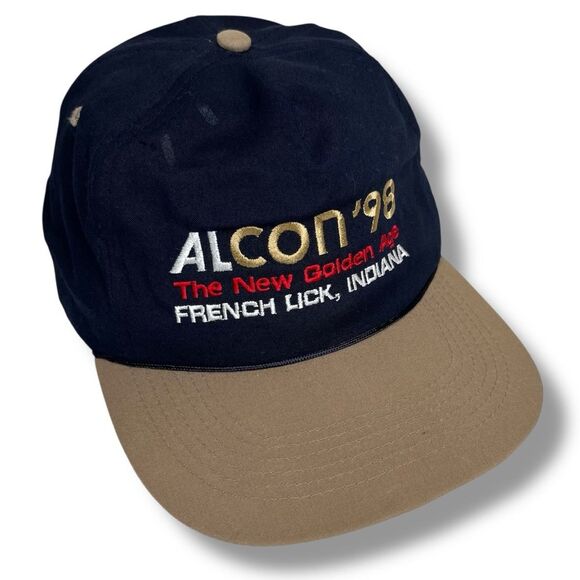 Vintage 90s Alcon 98 The New Golden Age French Lick Indiana Snapback Trucker Hat - Picture 1 of 12